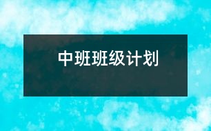 中班班級(jí)計(jì)劃