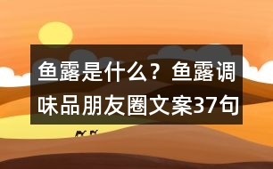 魚露是什么？魚露調(diào)味品朋友圈文案37句