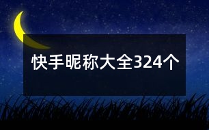 快手昵稱大全324個