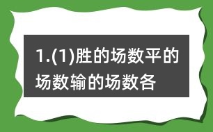 1.(1)勝的場(chǎng)數(shù)、平的場(chǎng)數(shù)、輸?shù)膱?chǎng)數(shù)各占總場(chǎng)數(shù)的幾分之幾? (2)用最簡(jiǎn)分?jǐn)?shù)表示，說(shuō)一說(shuō)你是怎樣約分的。 (3)請(qǐng)你再舉一個(gè)例子說(shuō)明約分的過(guò)程，并與同伴交流。