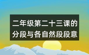 二年級第二十三課的分段與各自然段段意