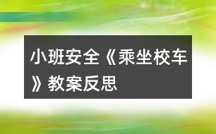 小班安全《乘坐校車》教案反思