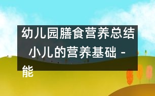 幼兒園膳食營(yíng)養(yǎng)總結(jié)  小兒的營(yíng)養(yǎng)基礎(chǔ)－能量