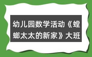 幼兒園數(shù)學活動《螳螂太太的新家》大班教案反思