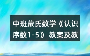 中班蒙氏數(shù)學(xué)《認(rèn)識(shí)序數(shù)1-5》 教案及教學(xué)活動(dòng)反思