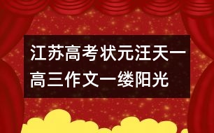 江蘇高考狀元汪天一高三作文：一縷陽光