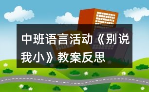 中班語言活動《別說我小》教案反思