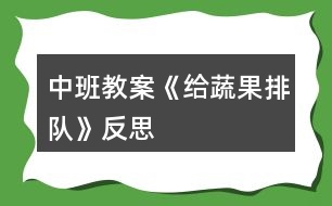 中班教案《給蔬果排隊(duì)》反思