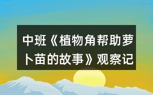 中班《植物角幫助蘿卜苗的故事》觀察記錄反思