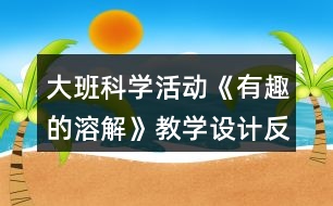 大班科學(xué)活動《有趣的溶解》教學(xué)設(shè)計(jì)反思