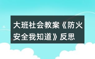 大班社會教案《防火安全我知道》反思