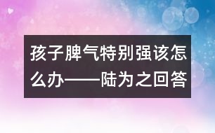 孩子脾氣特別強該怎么辦――陸為之回答