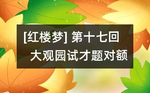 [紅樓夢(mèng)] 第十七回   大觀園試才題對(duì)額  榮國府歸省慶元宵